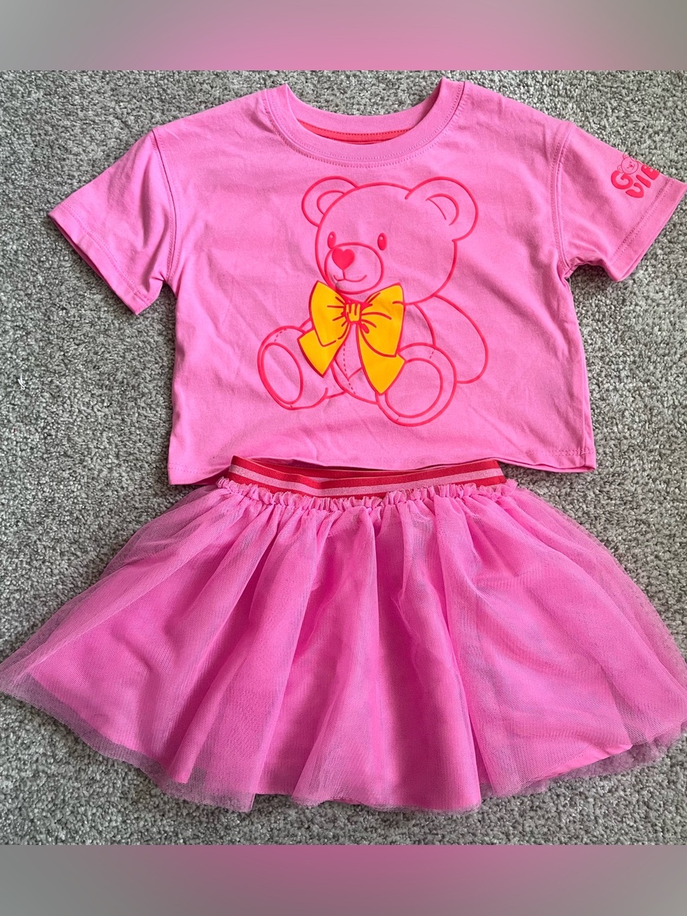 Way to Celebrate Toddler Pink Teddy Tee & Tulle Skirt Matching Set